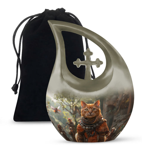 Aluminium Adventurer's Feline Quest Urn 