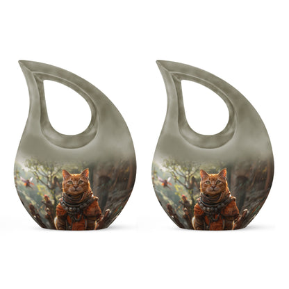 Aluminium Adventurer's Feline Quest Urn 