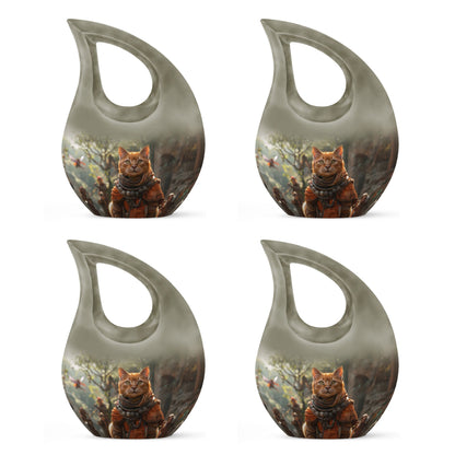 Aluminium Adventurer's Feline Quest Urn 