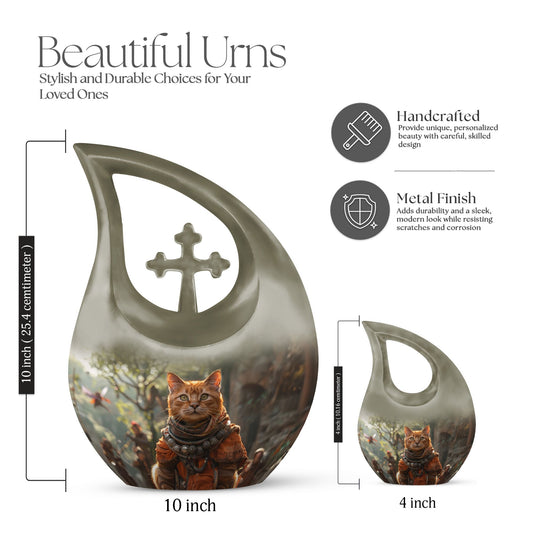 Aluminium Adventurer's Feline Quest Urn 