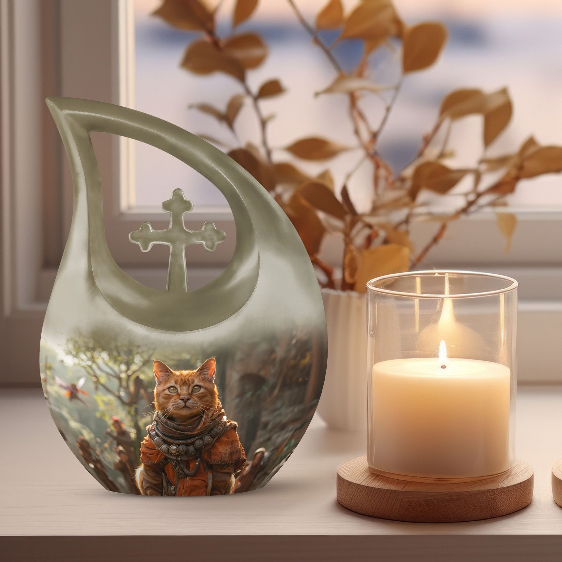 Aluminium Adventurer's Feline Quest Urn 