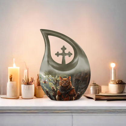 Aluminium Adventurer's Feline Quest Urn 