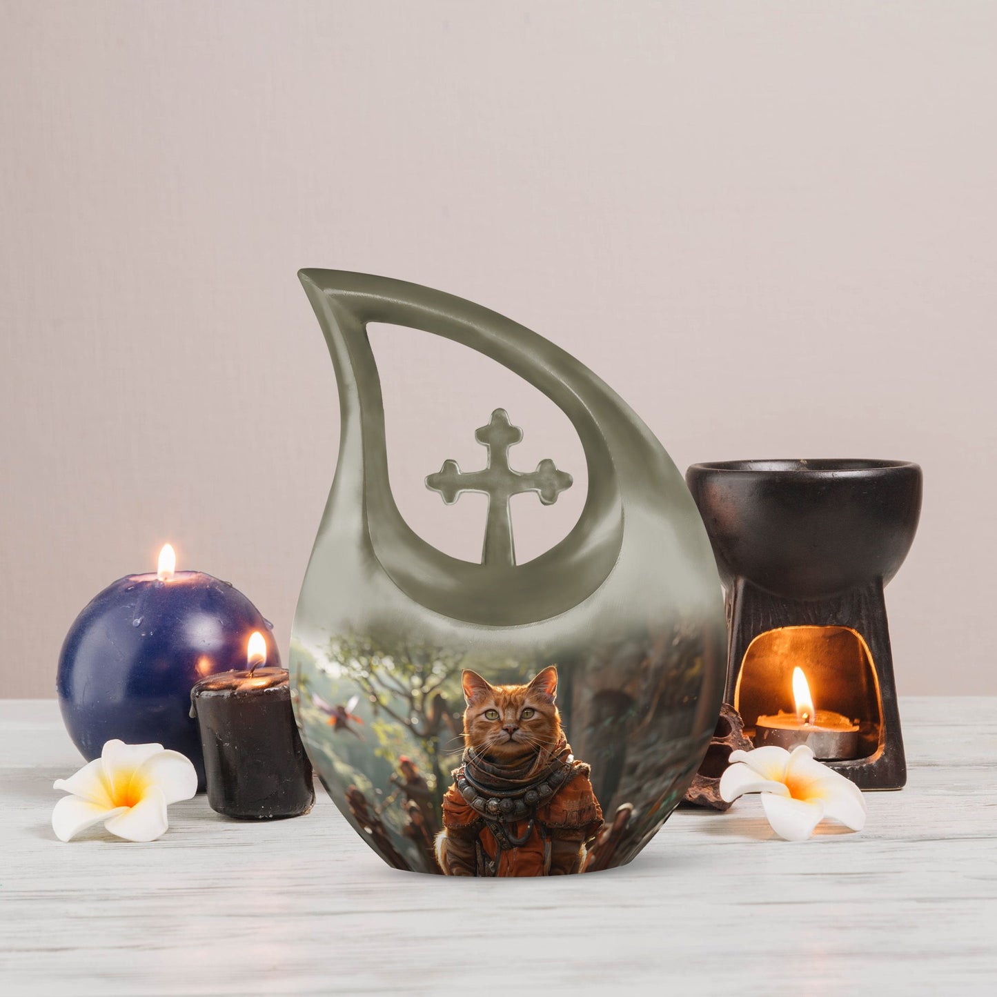 Aluminium Adventurer's Feline Quest Urn 