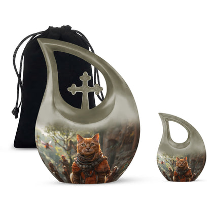 Aluminium Adventurer's Feline Quest Urn 