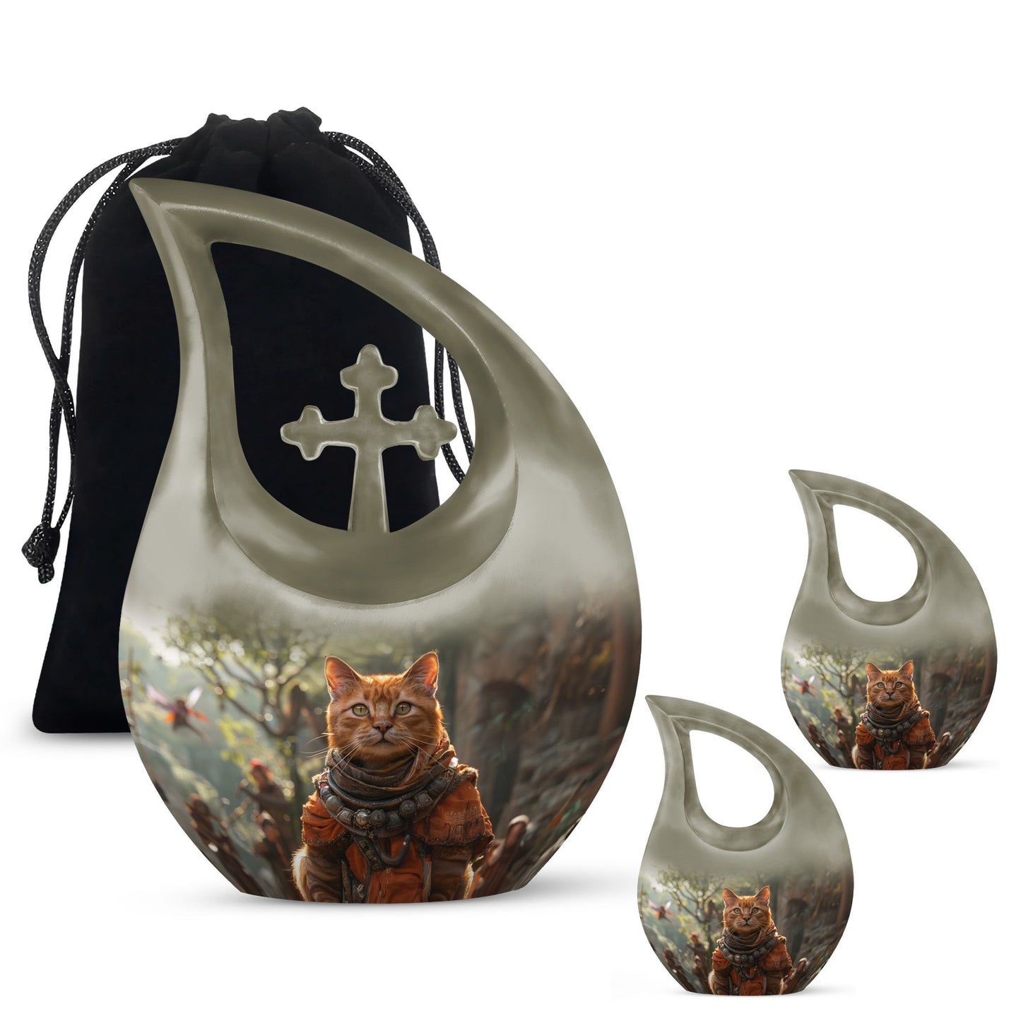 Aluminium Adventurer's Feline Quest Urn 