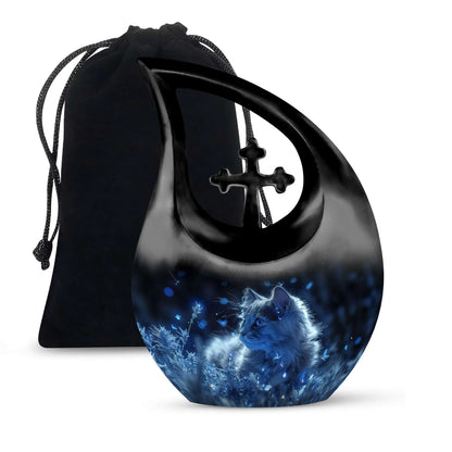 Cat Cremation Urn for Human Ashes – Blue Funeral Urns For Women