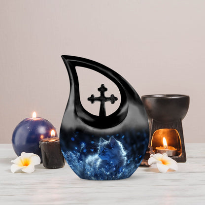 10-inch Frosty Feline Fantasy Urn 