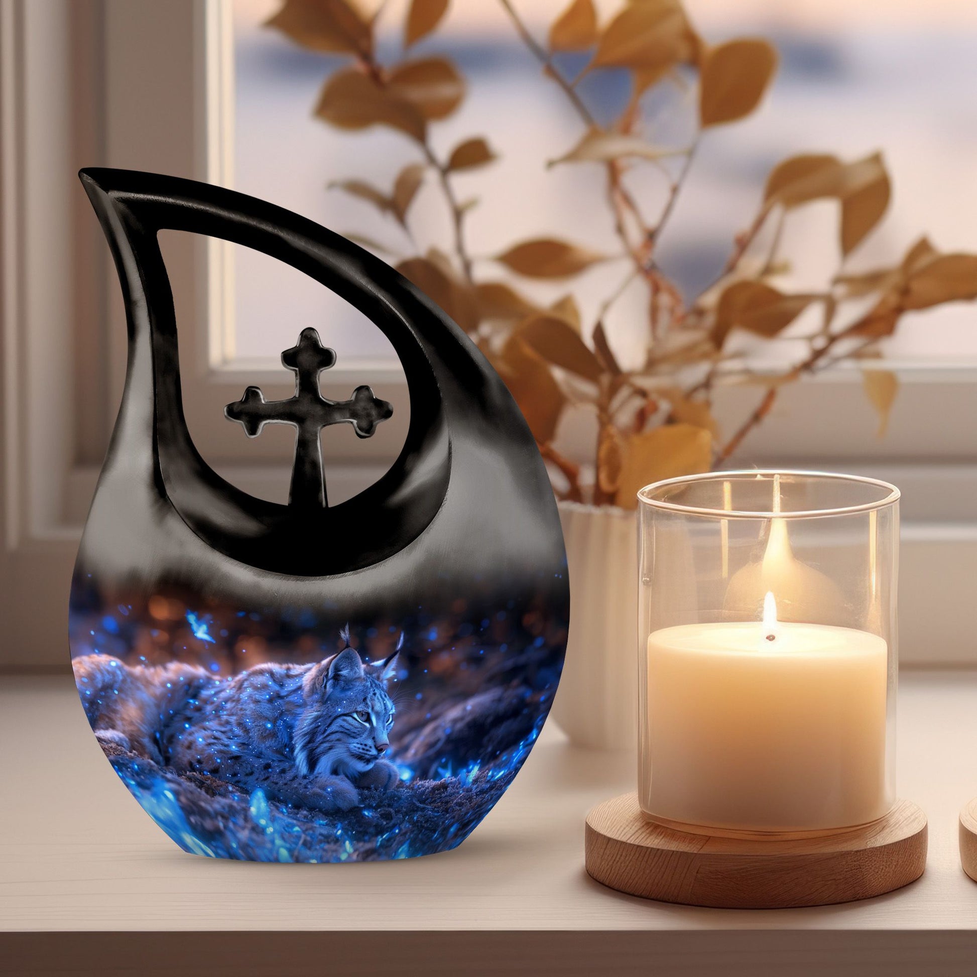 10 inch Lynx In Luminance Urn 