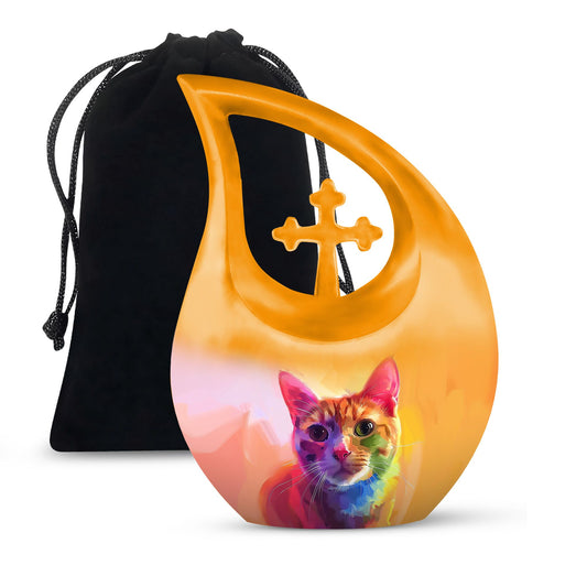 Vibrant Feline Aura Urn,