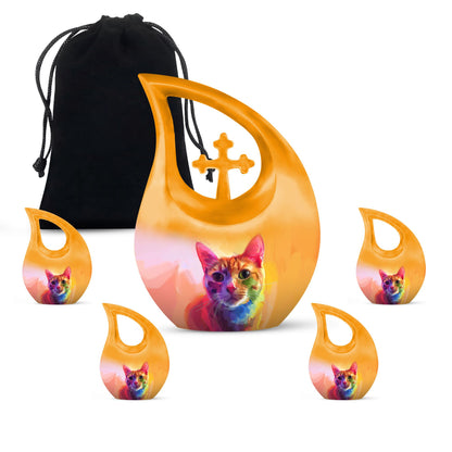 Vibrant Feline Aura Urn,
