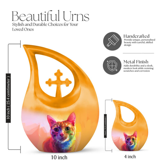 Vibrant Feline Aura Urn,