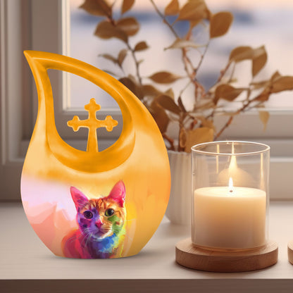 Vibrant Feline Aura Urn,