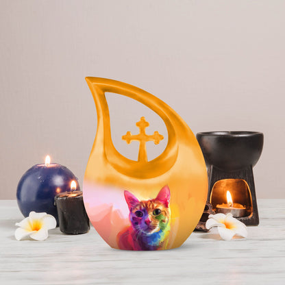 Vibrant Feline Aura Urn,