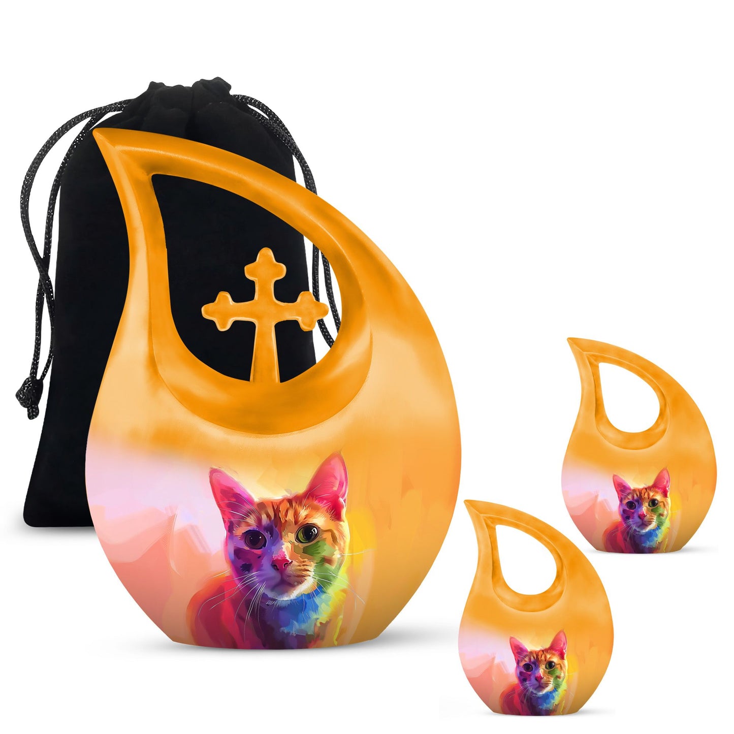 Vibrant Feline Aura Urn,