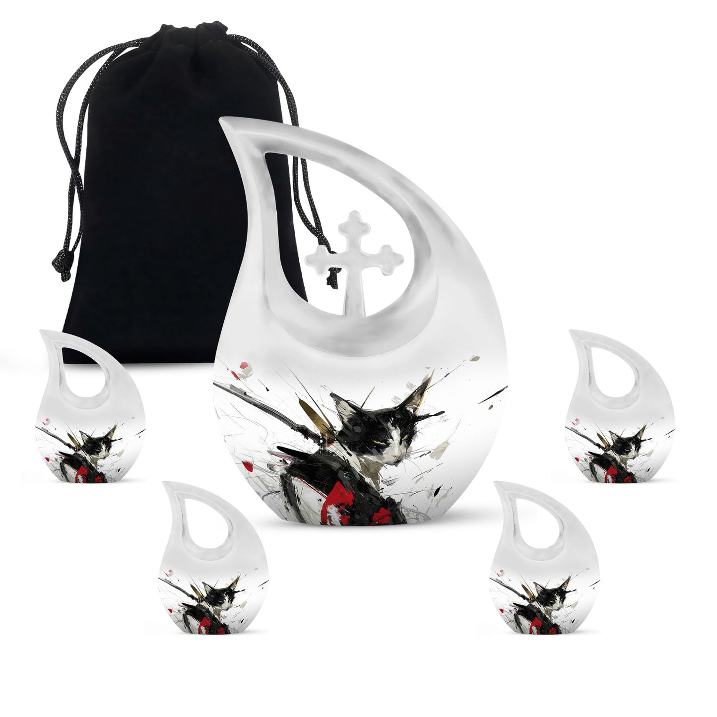 10 Inch Ink Splashed Whiskers Urn 