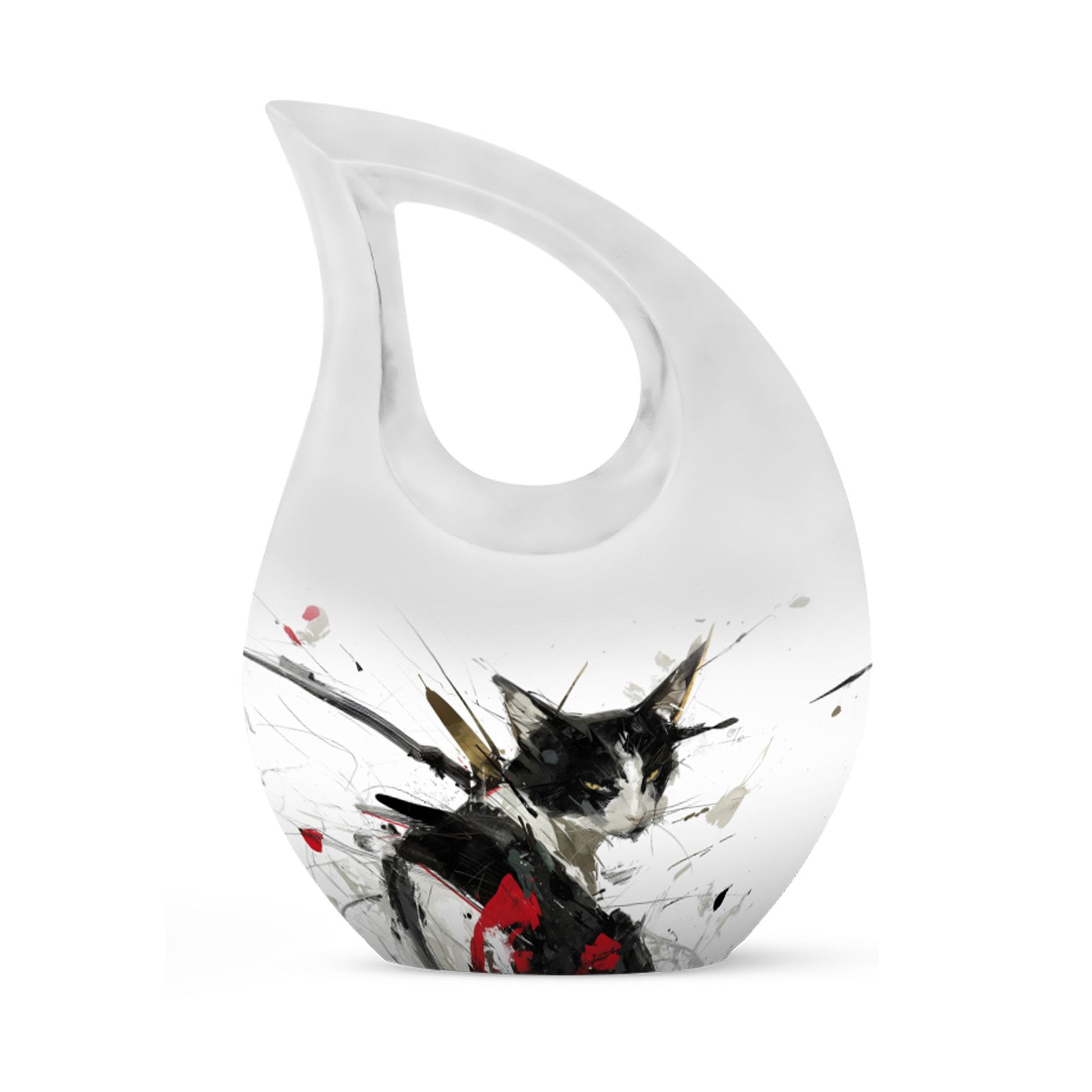 10 Inch Ink Splashed Whiskers Urn 