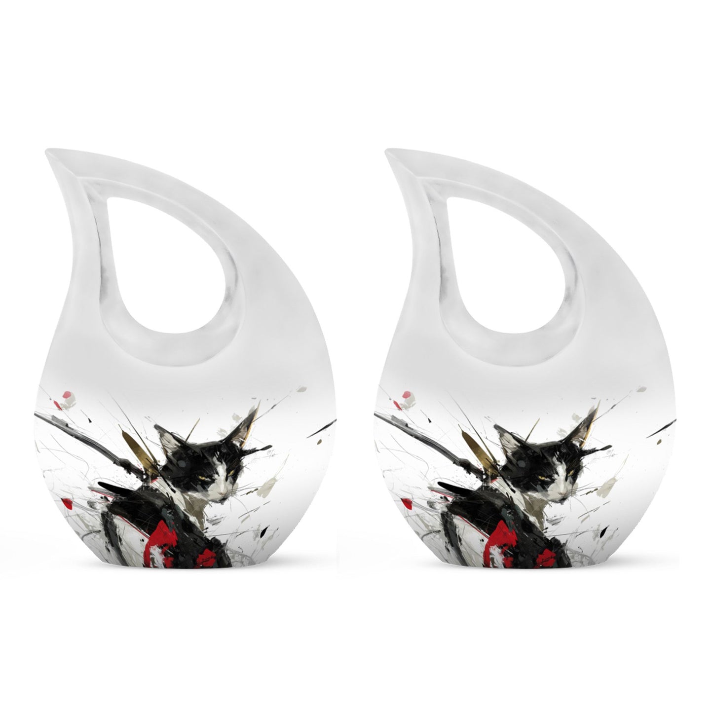 10 Inch Ink Splashed Whiskers Urn 