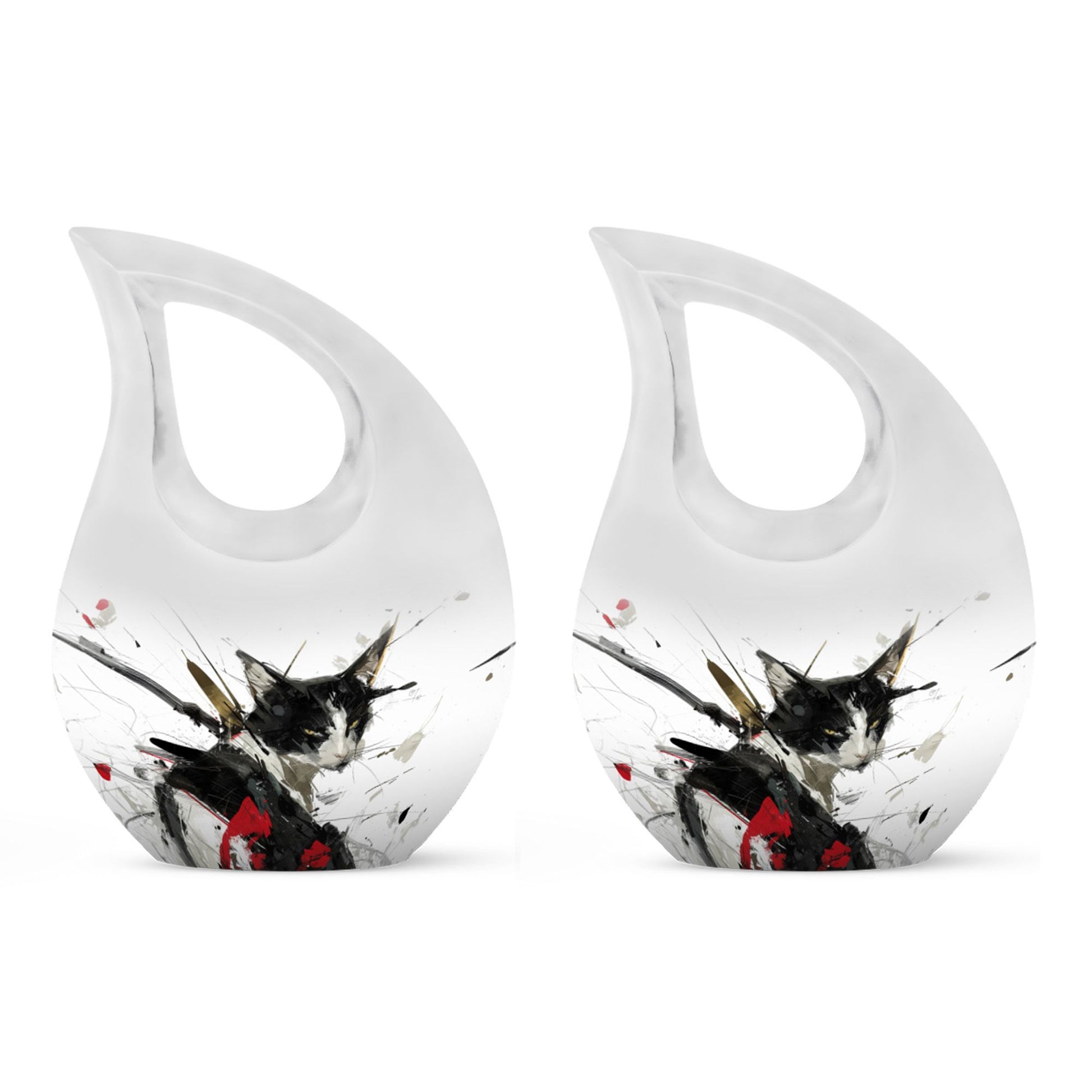 10 Inch Ink Splashed Whiskers Urn 