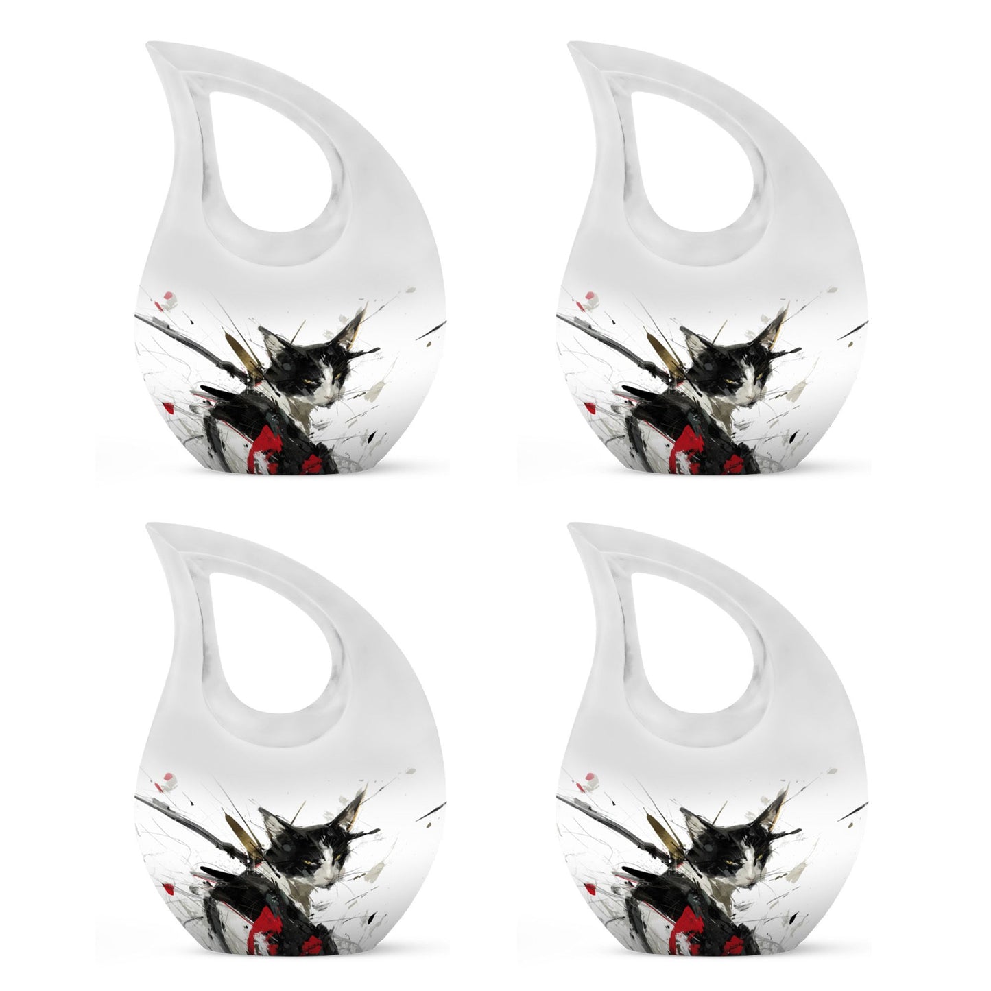 10 Inch Ink Splashed Whiskers Urn 