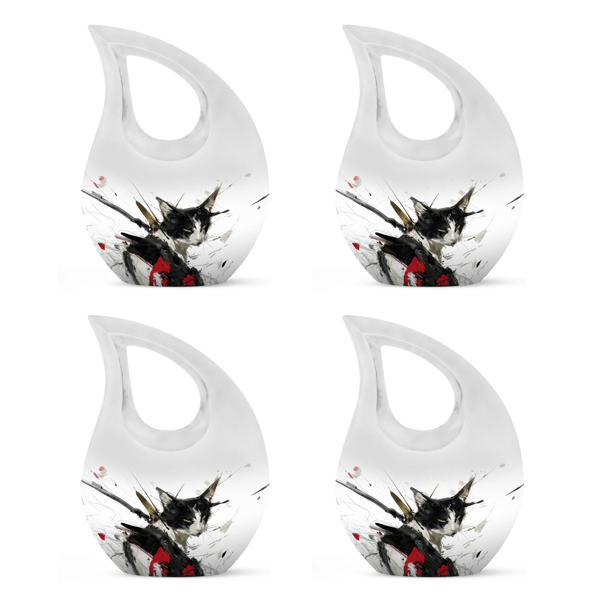 10 Inch Ink Splashed Whiskers Urn 