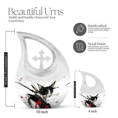 10 Inch Ink Splashed Whiskers Urn 