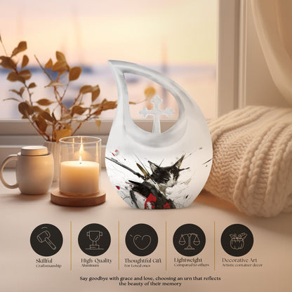 10 Inch Ink Splashed Whiskers Urn 
