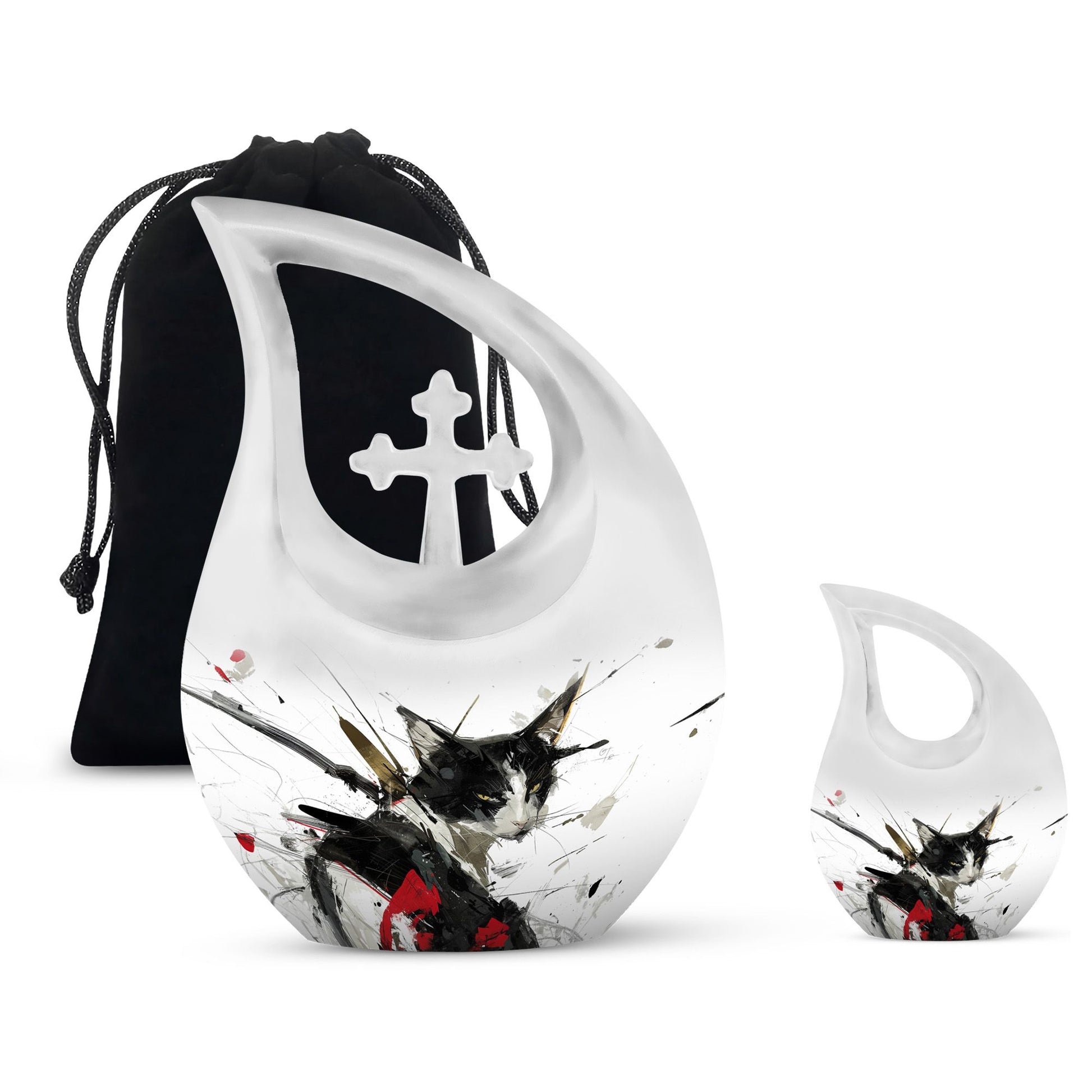 10 Inch Ink Splashed Whiskers Urn 