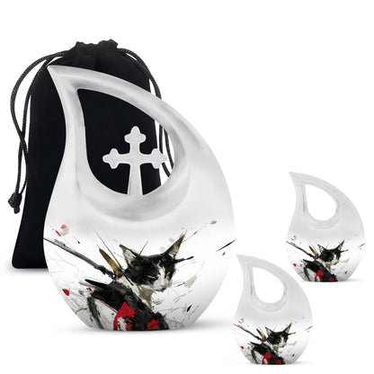 10 Inch Ink Splashed Whiskers Urn 