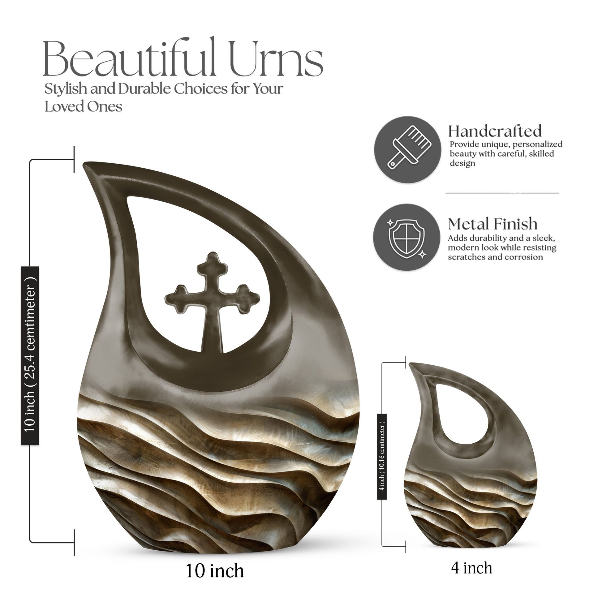 10 inch Wavy Metallic Textures Urn