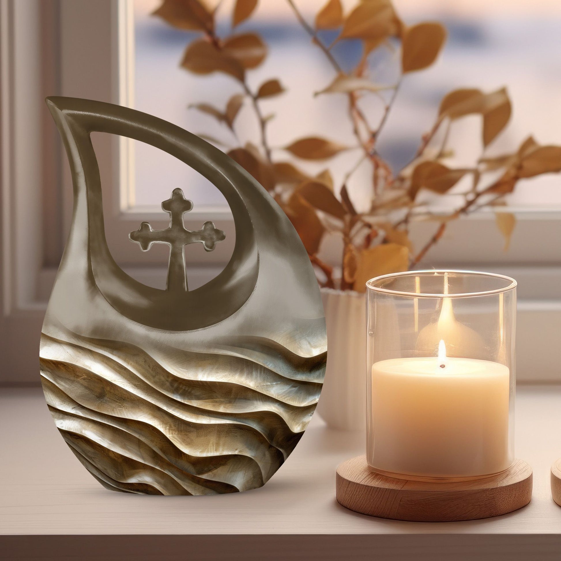 10 inch Wavy Metallic Textures Urn
