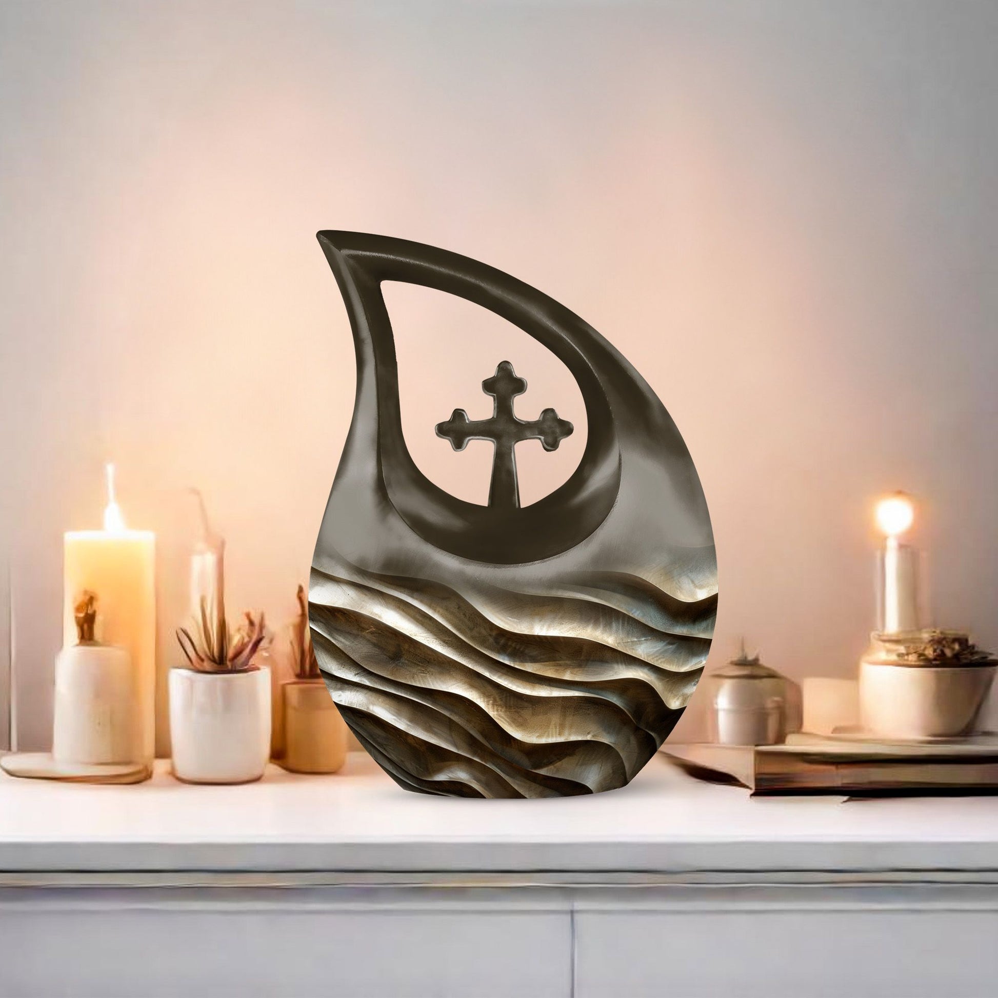 10 inch Wavy Metallic Textures Urn