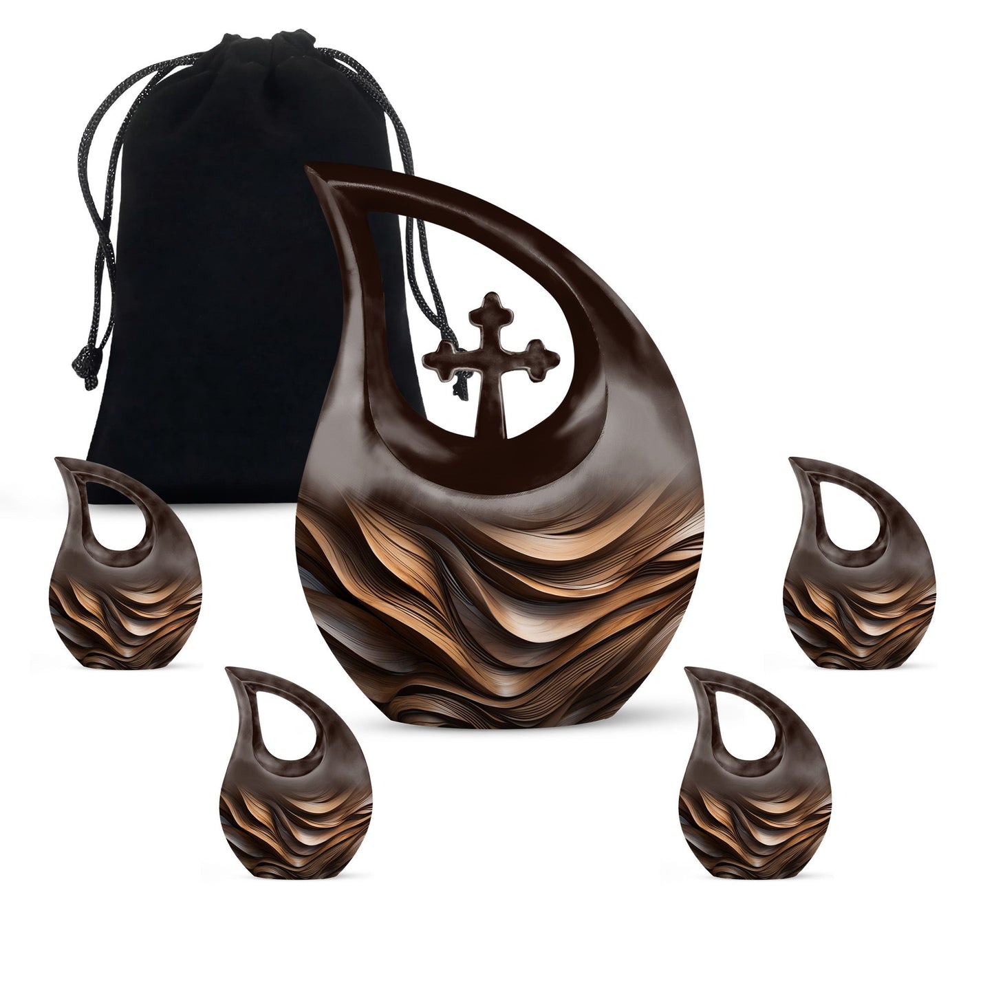 10-inch Organic Wooden Waves Urn 