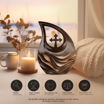 10-inch Organic Wooden Waves Urn 