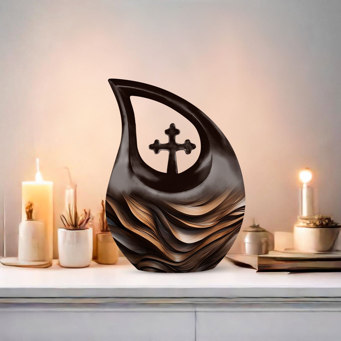 10-inch Organic Wooden Waves Urn 