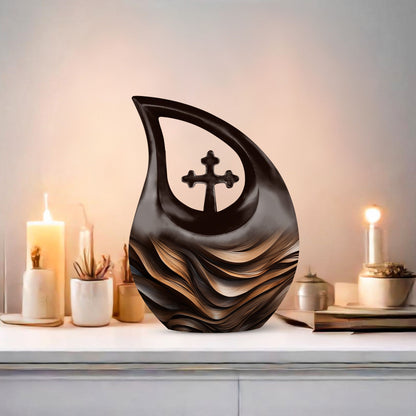 10-inch Organic Wooden Waves Urn 