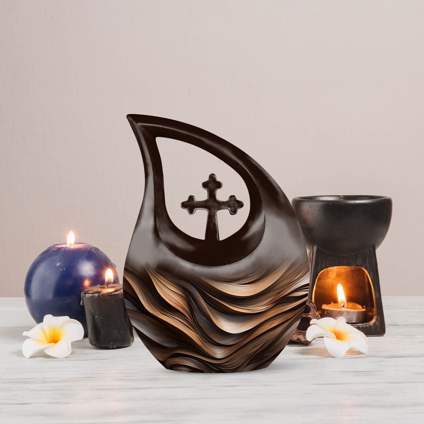 10-inch Organic Wooden Waves Urn 