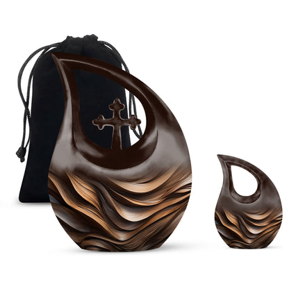 10-inch Organic Wooden Waves Urn 