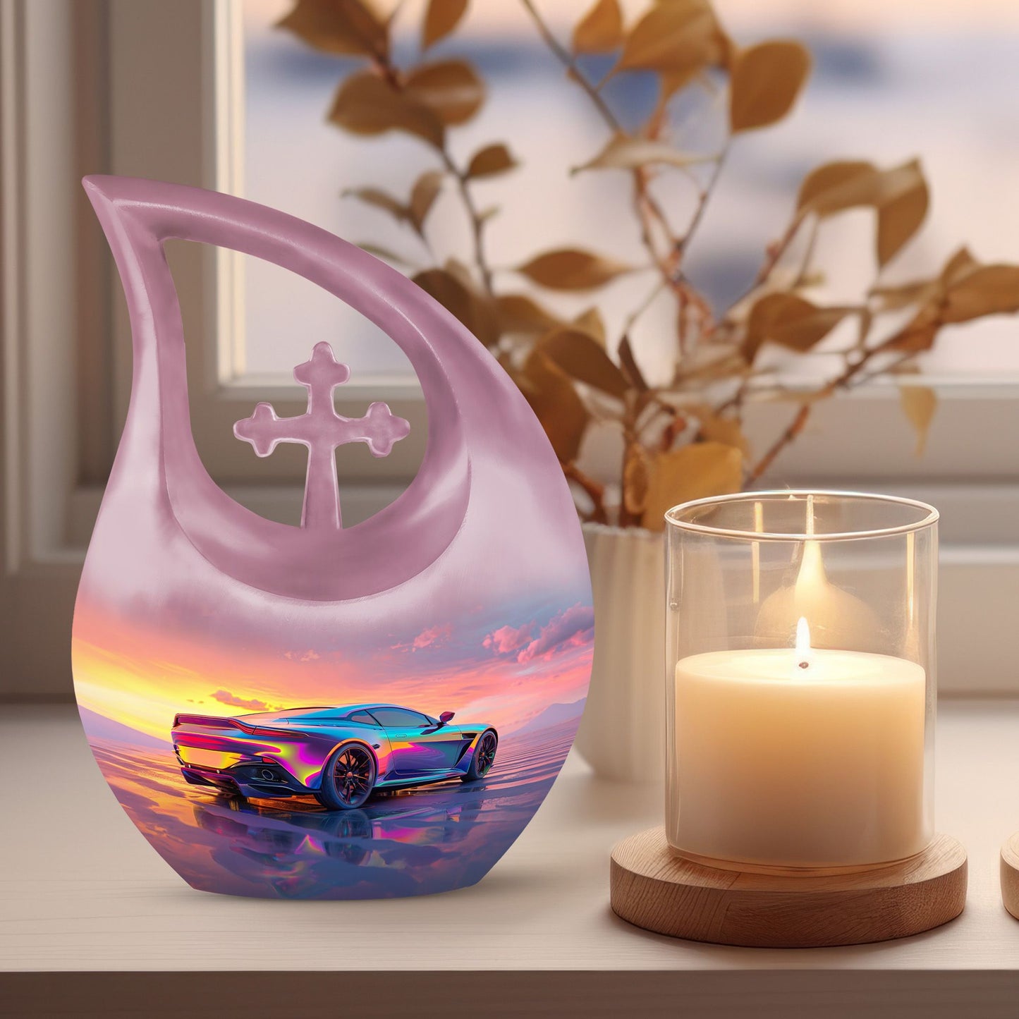 10 inch Chromatic Sunset Reflections Urn 
