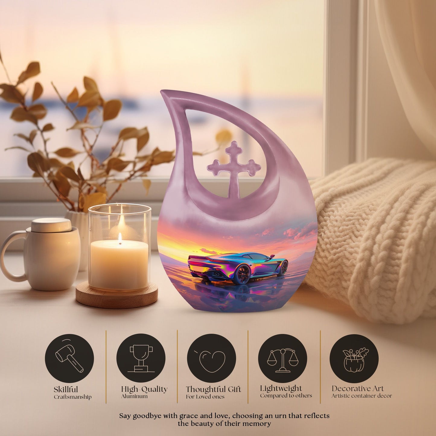 10 inch Chromatic Sunset Reflections Urn 