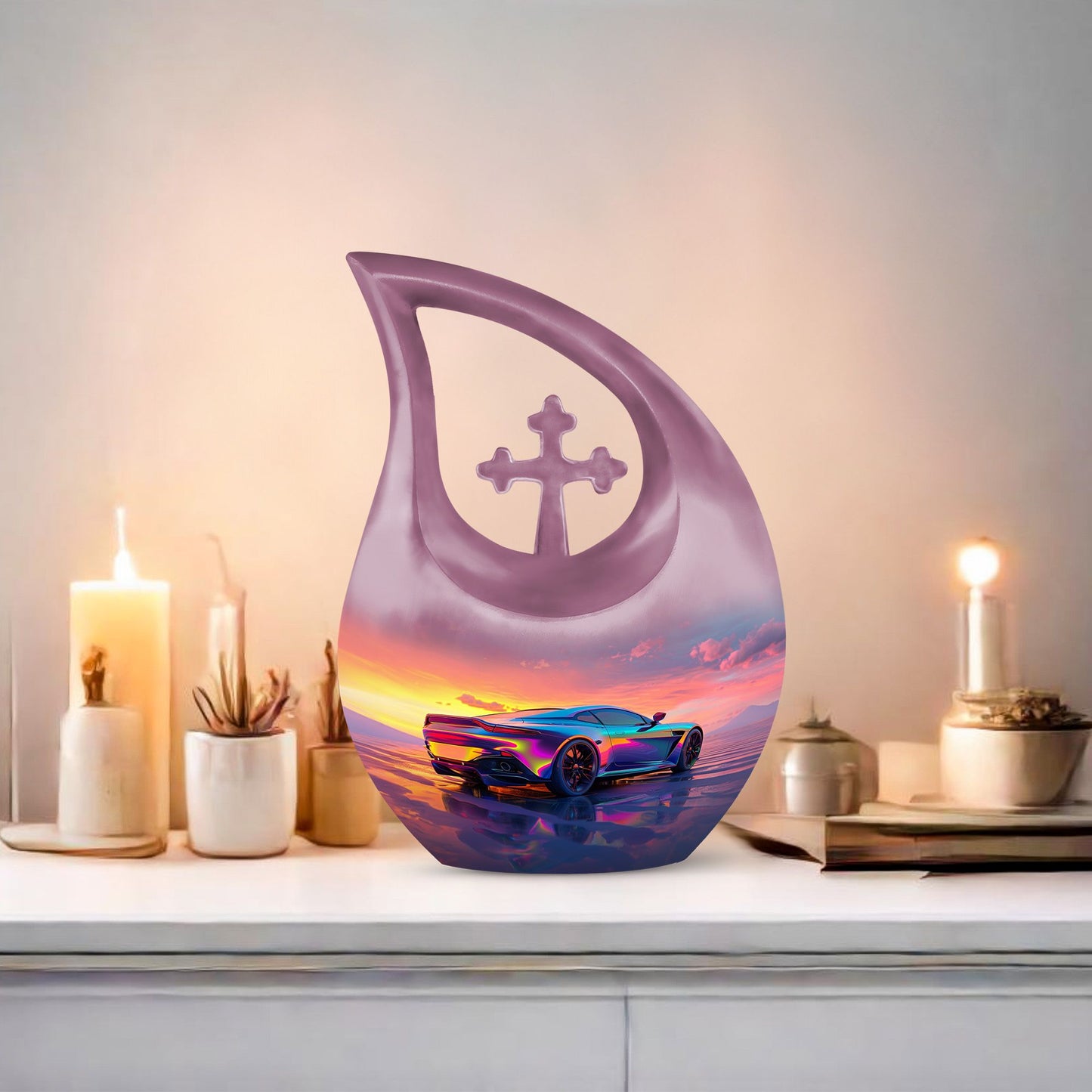 10 inch Chromatic Sunset Reflections Urn 