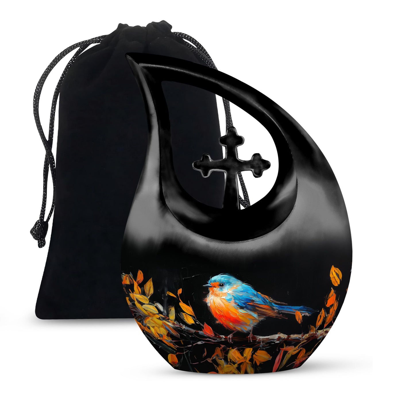 10 Inch Autumnal Brushstroke Bird Urn 