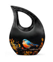 10 Inch Autumnal Brushstroke Bird Urn 