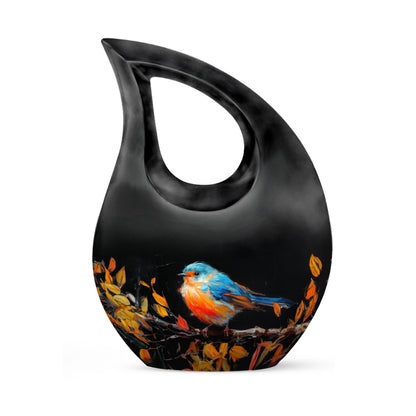 10 Inch Autumnal Brushstroke Bird Urn 