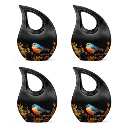 10 Inch Autumnal Brushstroke Bird Urn 