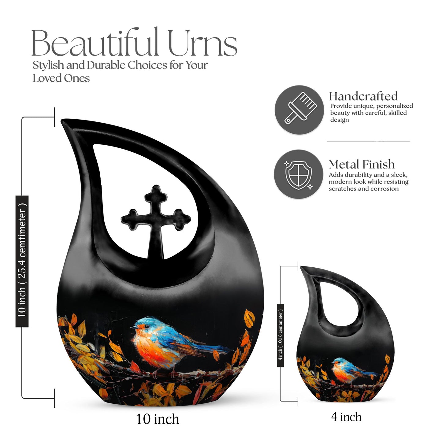 10 Inch Autumnal Brushstroke Bird Urn 