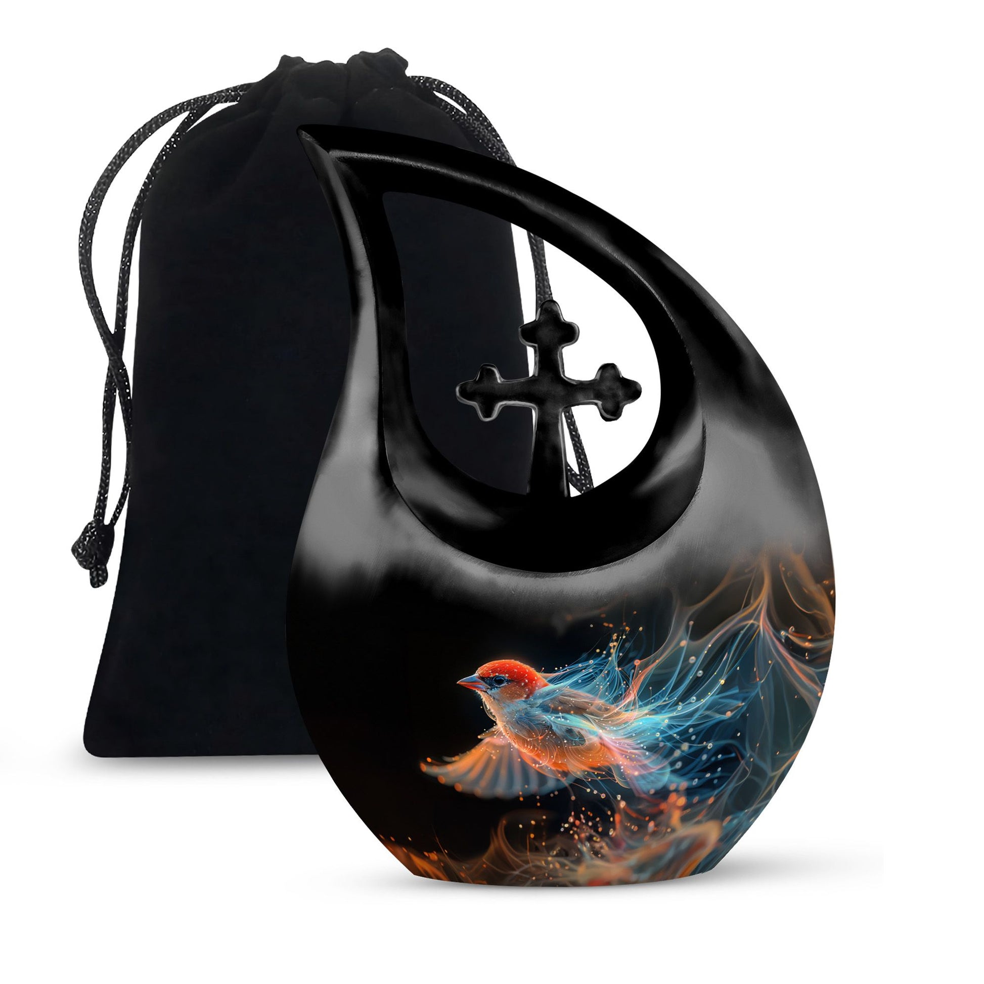 Ethereal Flame Songbird Cross Drop Urn
