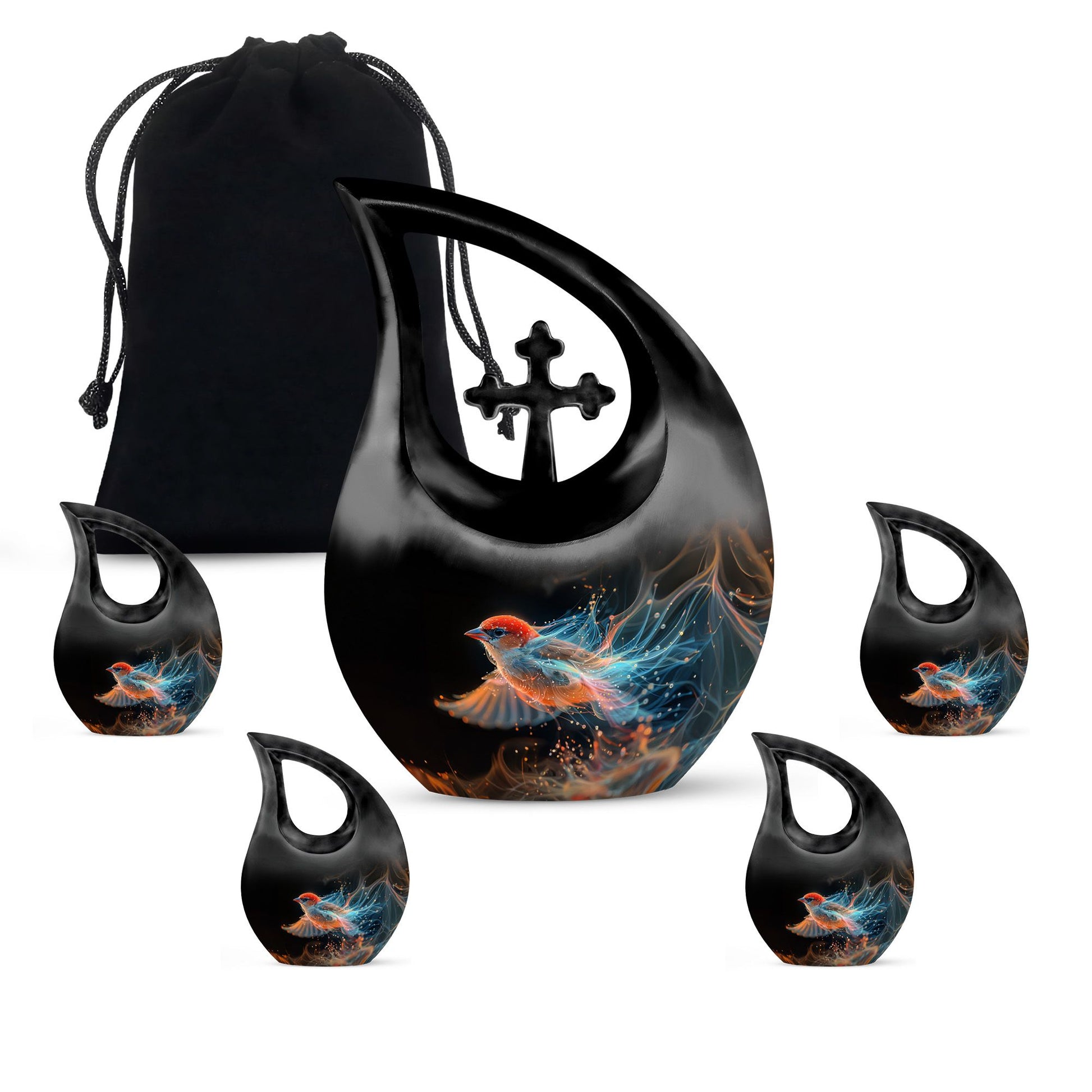 Ethereal Flame Songbird Cross Drop Urn