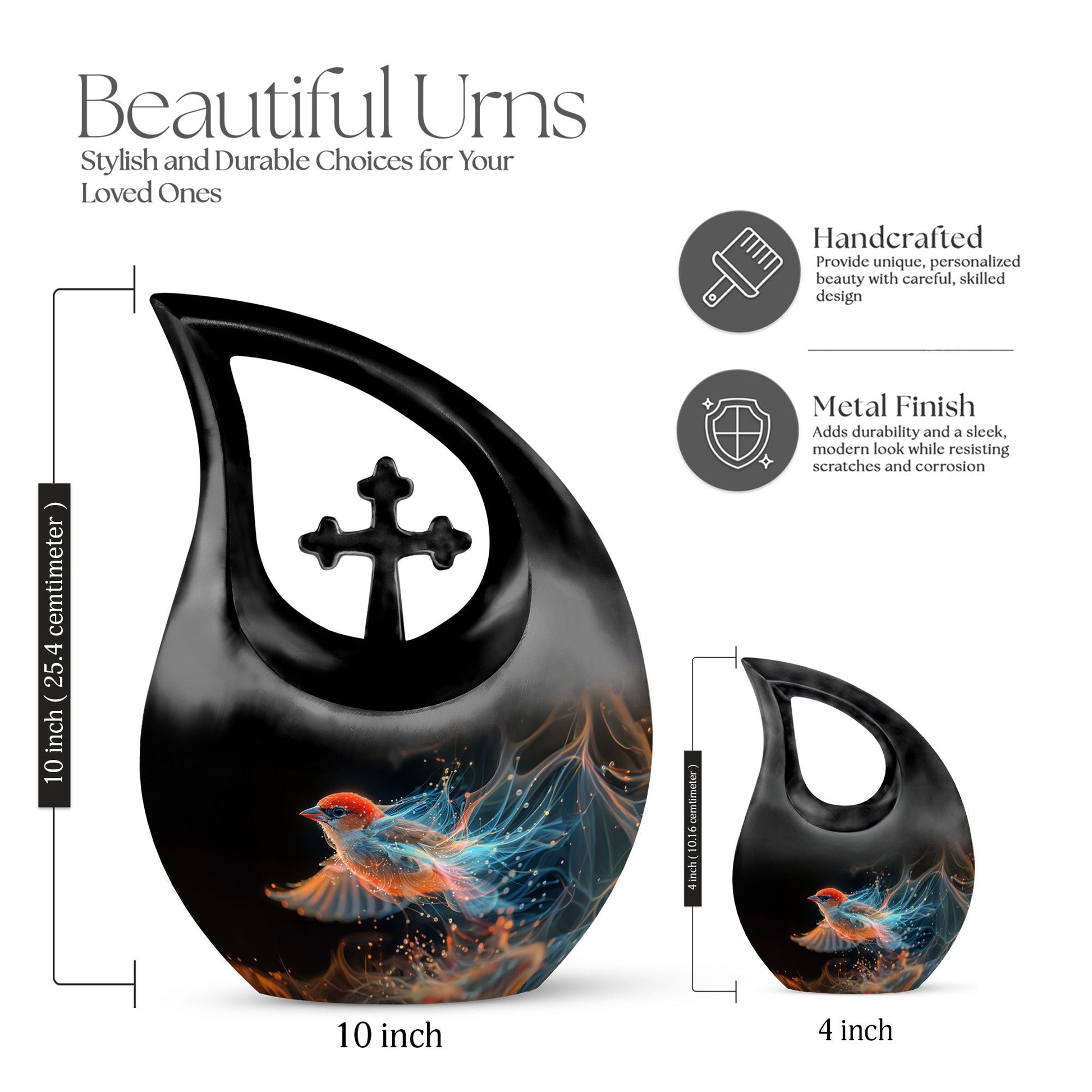 Ethereal Flame Songbird Cross Drop Urn