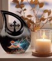 Ethereal Flame Songbird Cross Drop Urn