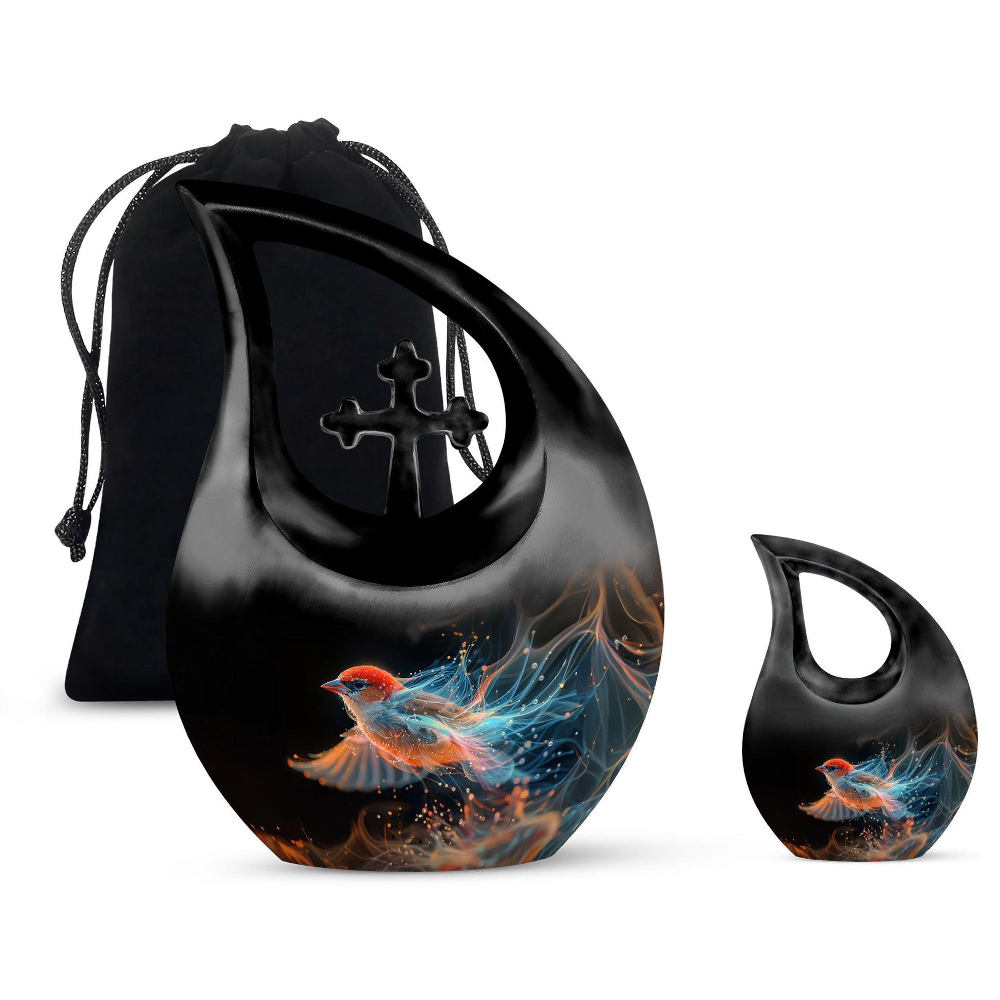 Ethereal Flame Songbird Cross Drop Urn